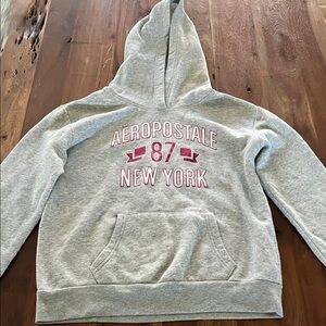 Aeropostale Heather Gray Hoodie with Pink Logo